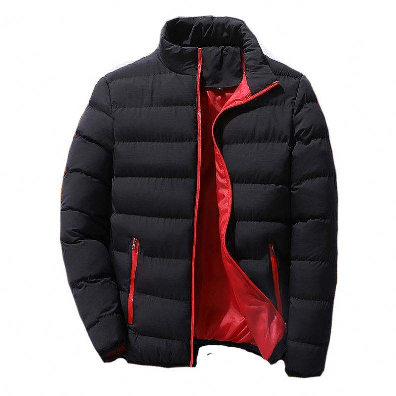T1903 Men's Winter Jacket Solid Warm Coats  Winter sports padded jacket men stand collar outdoor cotton-padded jacket