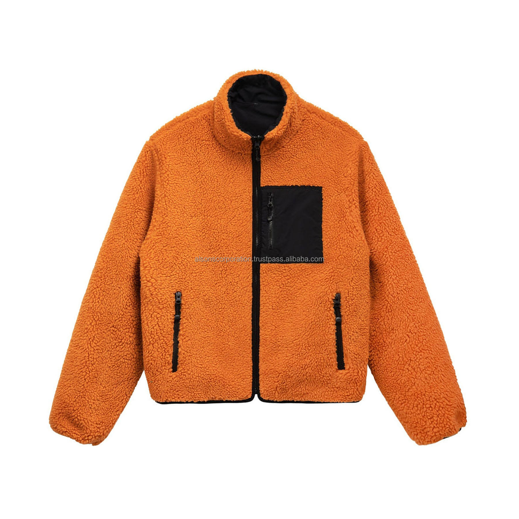 New teddy branded outdoor polar print 8 ball winter sherpa jacket for men Reversible sherpa fleece wholesale fur streetwear hip