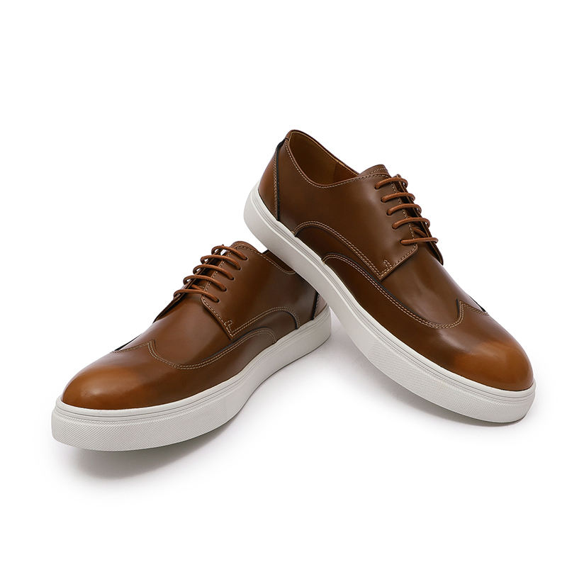 Latest Design Patent Genuine Leather Men's Casual Walking Shoes White Flat Comfortable Sole Zapatillas Hombre Other Trendy Shoes