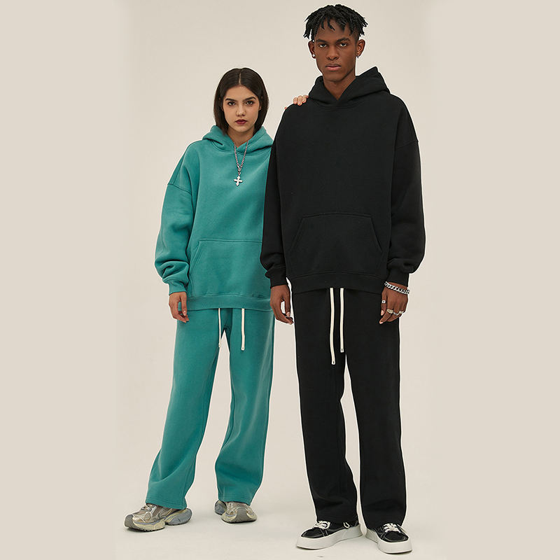 High quality french terry cotton hoodie two piece sweatpants sweatshirt jogger set custom hoodie and sweat pants set for men c26