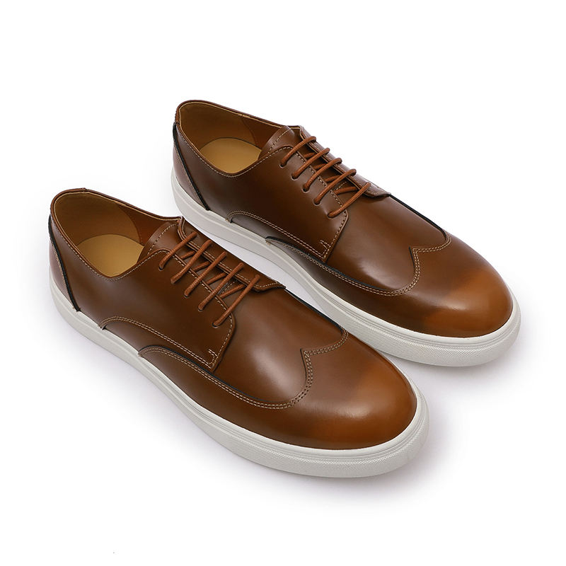 Latest Design Patent Genuine Leather Men's Casual Walking Shoes White Flat Comfortable Sole Zapatillas Hombre Other Trendy Shoes