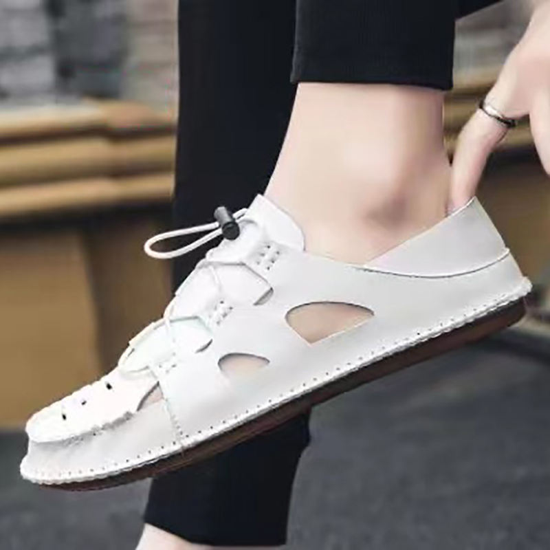 OEM Summer Trendy Men Sandals Soft Breathable Leather Non-slip Shoes Leisure shoe