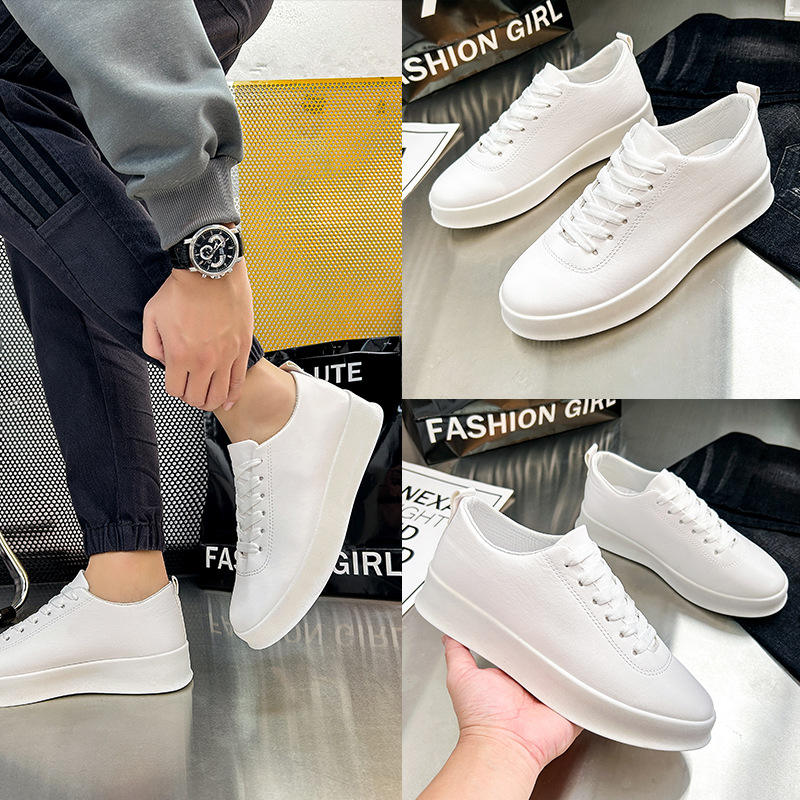 2024 Hot Selling Factory Wholesale Cool White Style  Men's Canvas Trendy Casual Sport Shoes Leather Sneakers For Men