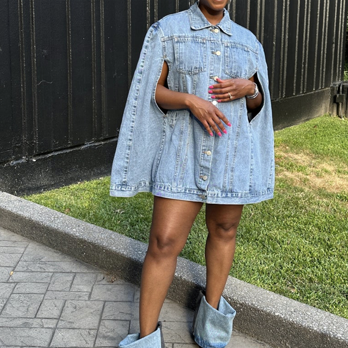 New Fall Winter Streetwear Irregular Lady Denim Jacket Washed Denim Jacket Denim Coat Women Jeans Jacket