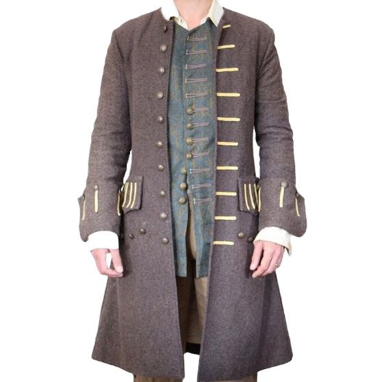 captain traditional 18th century frock gray wool coats