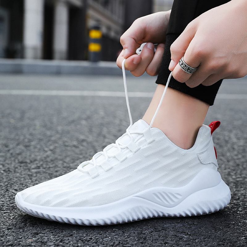 Breathable Sneakers Casual Footwear Breathable Fly Woven Comfortable Mens Running Shoes Hot Selling Sports PVC EVA Mesh WANDEFUL