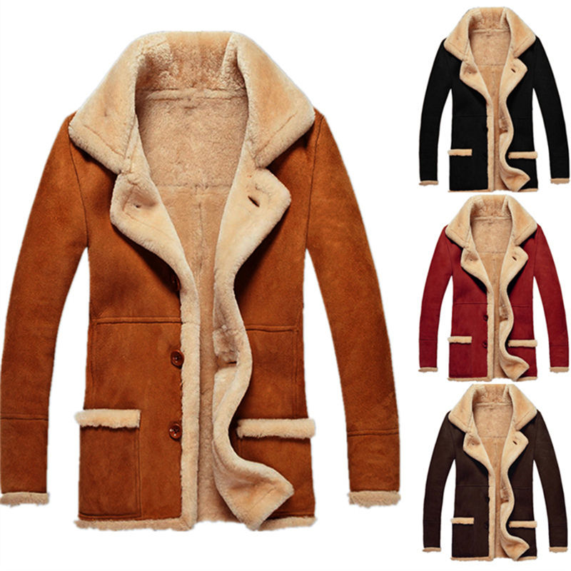 2022 autumn and winter winter warm jacket faux fur thickened coat plus fleece jacket men