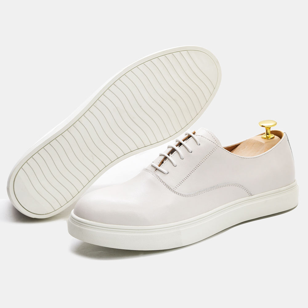 Classic Fashion White Genuine cow Leather Handmade Shoes Lace Up Casual Sneaker Men's Shoes Other Trendy Waling Street Shoes