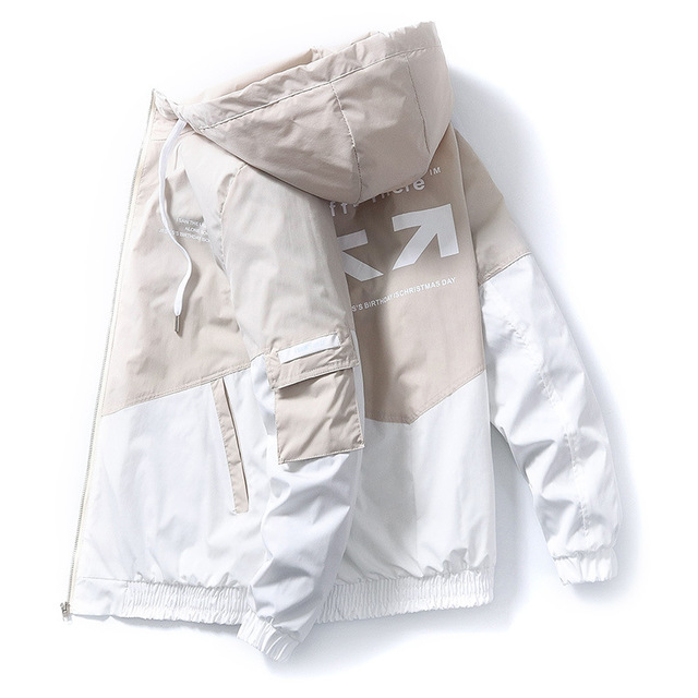 Custom Logo Spring Wholesale Fashion Windproof Hooded Plus Size White Bomber Coat Men's Jacket